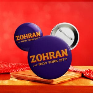 Zohran For New York City Campaign Button – Purple NYC Mayor 2025 Pin