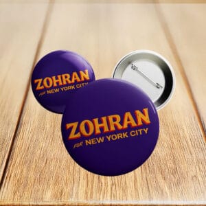 Zohran For New York City Campaign Button – Purple NYC Mayor 2025 Pin