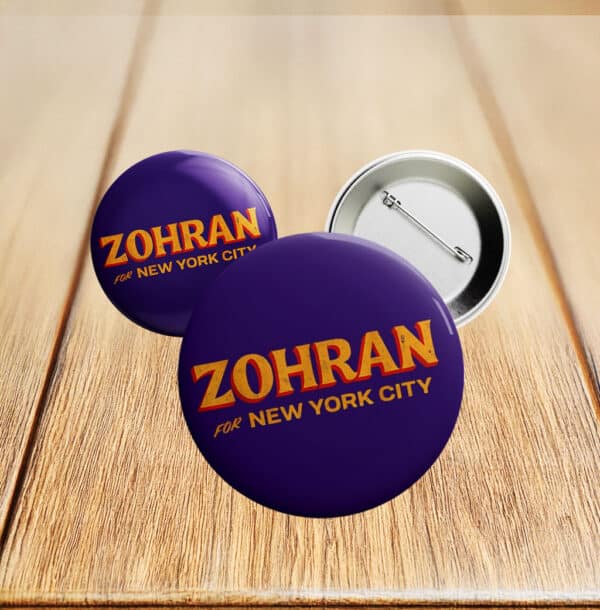 Zohran For New York City Campaign Button – Purple NYC Mayor 2025 Pin