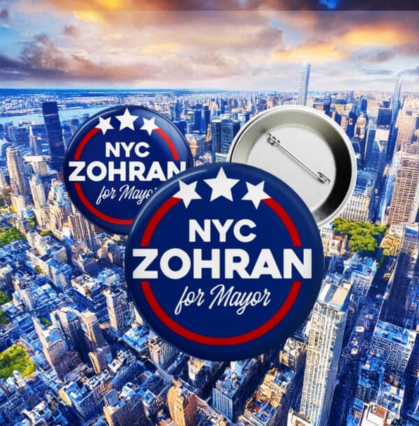 Zohran Mamdani Campaign Flair, Zohran for Mayor NYC Pinback Button