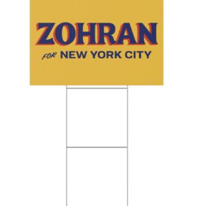 Zohran for New York City Gold Yard Sign