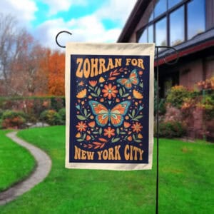 Butterfly Floral Mayor Mamdani 2025 Campaign Banner, Zohran For New York City Garden Flag