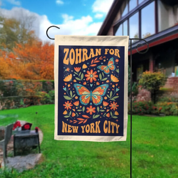 Butterfly Floral Mayor Mamdani 2025 Campaign Banner, Zohran For New York City Garden Flag