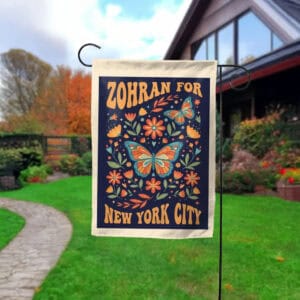 Butterfly Floral Mayor Mamdani 2025 Campaign Banner, Zohran For New York City Garden Flag