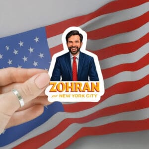 Illustrated Zohran Mamdani 2025 Campaign Decal-Zohran For New York City Sticker