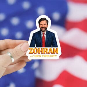 Illustrated Zohran Mamdani 2025 Campaign Decal-Zohran For New York City Sticker
