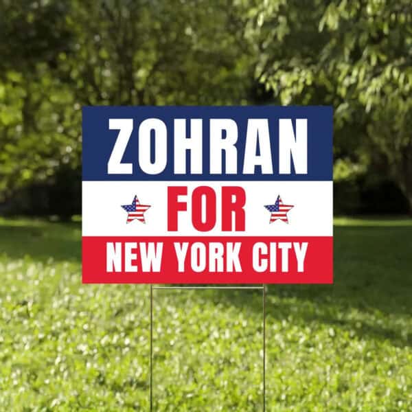 Mayor Mamdani 2025 Campaign Sign, Patriotic Red White Blue Lawn Sign, Zohran for New York City Yard Sign