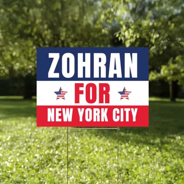 Mayor Mamdani 2025 Campaign Sign, Patriotic Red White Blue Lawn Sign, Zohran for New York City Yard Sign