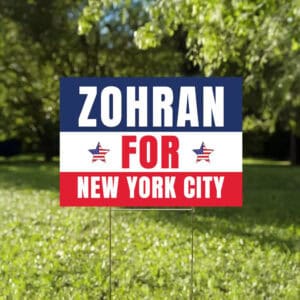 Mayor Mamdani 2025 Campaign Sign, Patriotic Red White Blue Lawn Sign, Zohran for New York City Yard Sign