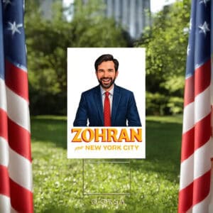 Mayor Mamdani 2025 Lawn Sign, Vote Zohran, NYC’s First Muslim Mayor, Zohran for New York City Yard Sign