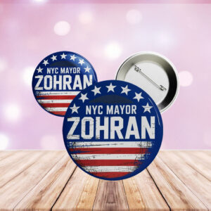 NYC Mayor Zohran Button – Patriotic Red White & Blue Campaign Pin