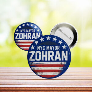 NYC Mayor Zohran Button – Patriotic Red White & Blue Campaign Pin