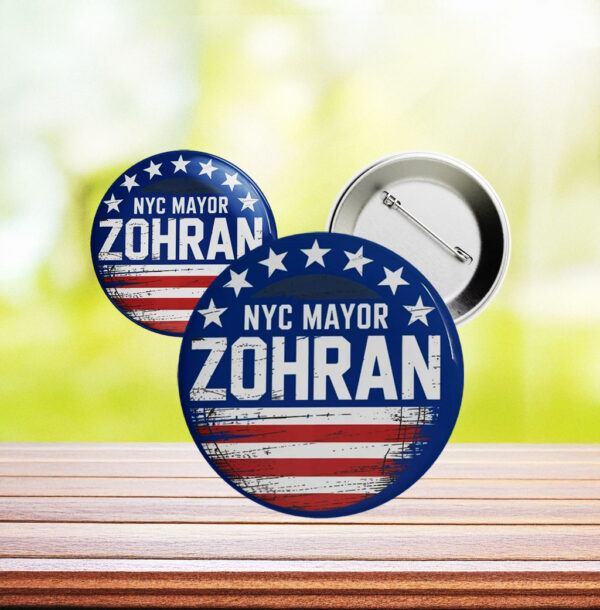 NYC Mayor Zohran Button – Patriotic Red White & Blue Campaign Pin