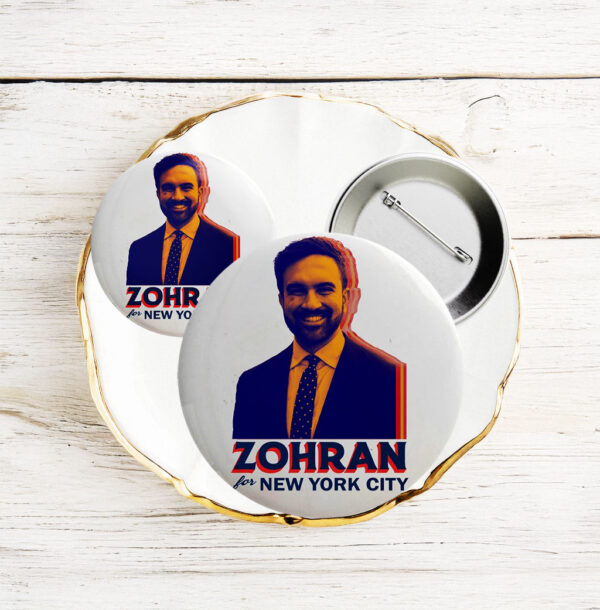Pop Art Campaign Pin for NYC Mayoral Election, Zohran For New York City Button