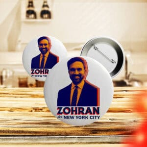 Pop Art Campaign Pin for NYC Mayoral Election, Zohran For New York City Button