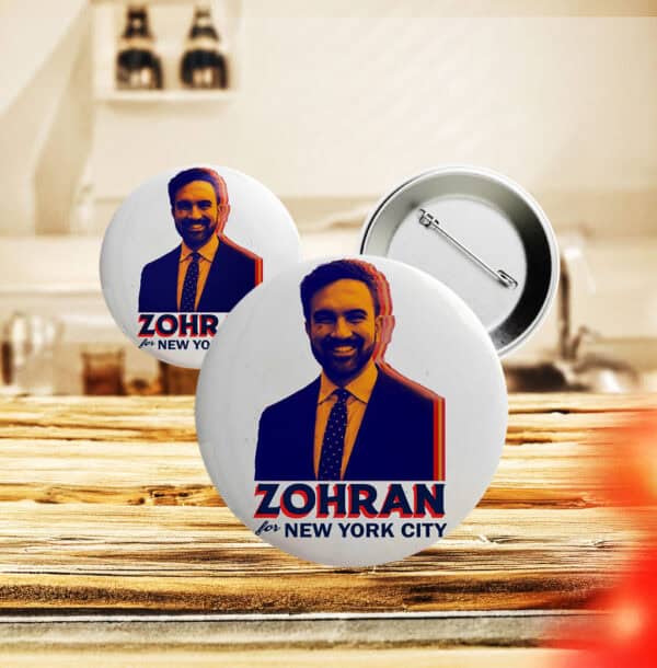 Pop Art Campaign Pin for NYC Mayoral Election, Zohran For New York City Button