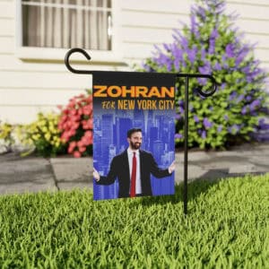 Progressive 2025 Campaign Banner with NYC Skyline-Zohran For New York City Garden Flag