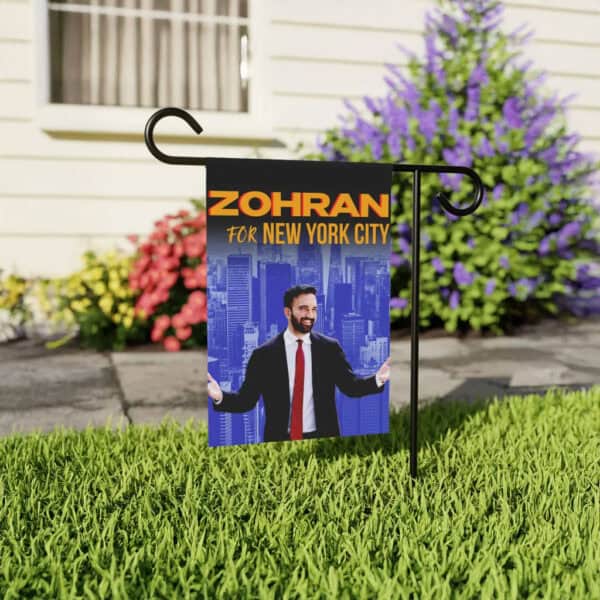 Progressive 2025 Campaign Banner with NYC Skyline-Zohran For New York City Garden Flag