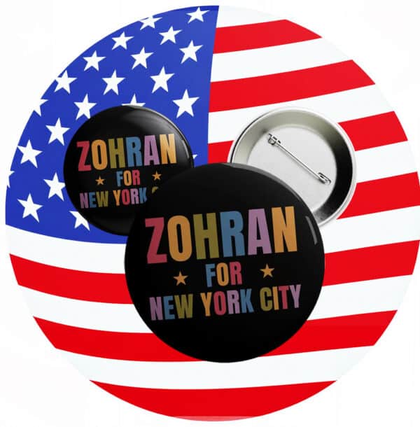 Progressive NYC Campaign Badge, Zohran for New York City Rainbow Pin Button