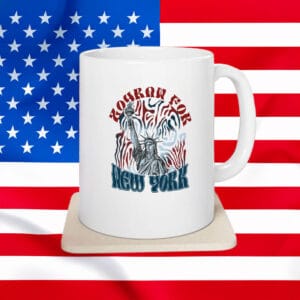 Psychedelic NYC Mayor 2025 Coffee Cup, Zohran For New York City Liberty Boho Mug