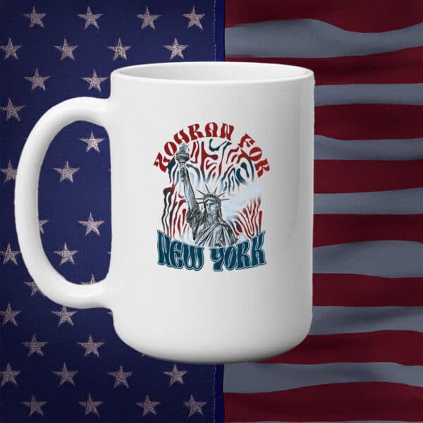 Psychedelic NYC Mayor 2025 Coffee Cup, Zohran For New York City Liberty Boho Mug
