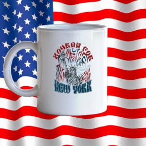 Psychedelic NYC Mayor 2025 Coffee Cup, Zohran For New York City Liberty Boho Mug
