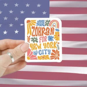 Retro Floral Zohran Mamdani 2025 Campaign Decal, Zohran For New York City Sticker