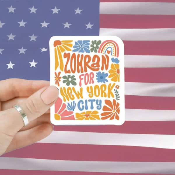 Retro Floral Zohran Mamdani 2025 Campaign Decal, Zohran For New York City Sticker