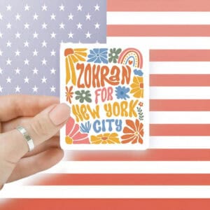Retro Floral Zohran Mamdani 2025 Campaign Decal, Zohran For New York City Sticker