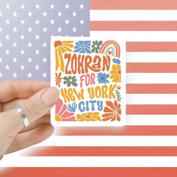 Retro Floral Zohran Mamdani 2025 Campaign Decal, Zohran For New York City Sticker