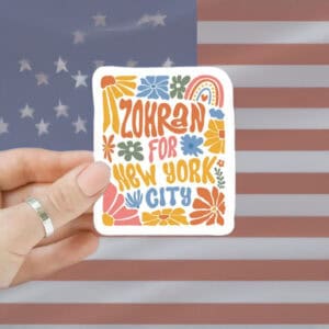Retro Floral Zohran Mamdani 2025 Campaign Decal, Zohran For New York City Sticker