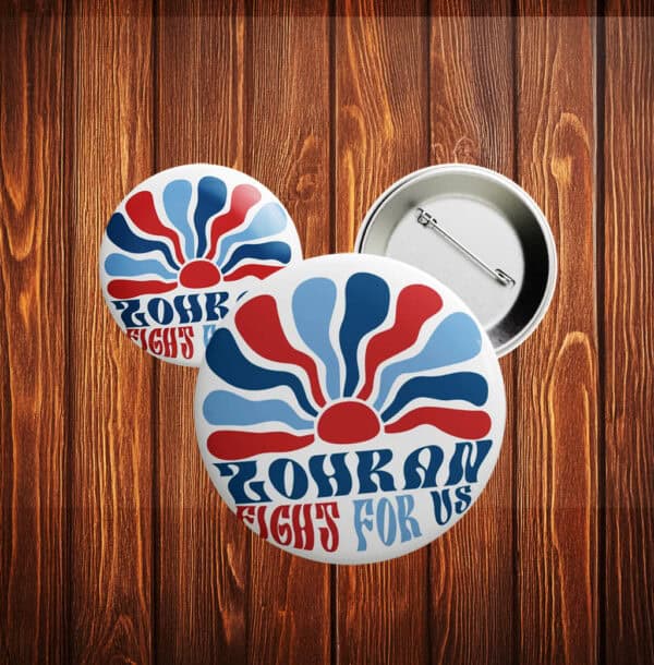 Retro Political Pin for NYC Campaign, Zohran Fight For Us Button