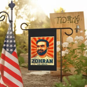 Retro Socialist Campaign Banner 2025, Zohran Mamdani For Mayor Flag