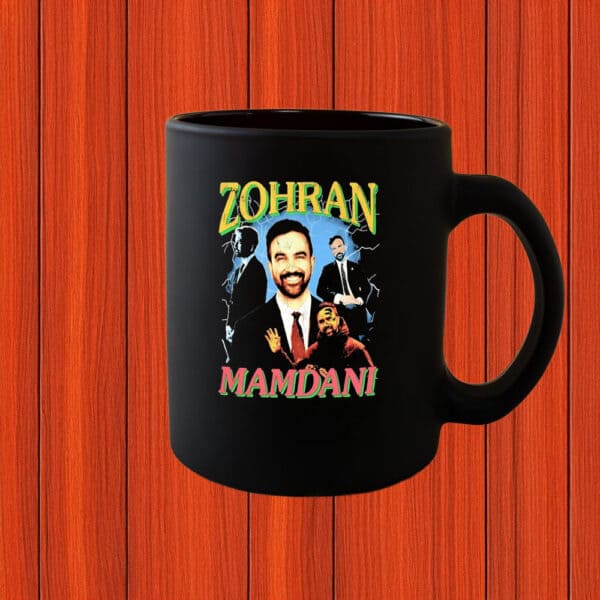 Vintage Lightning Collage – Bold NYC Political Art, Zohran Mamdani Mug