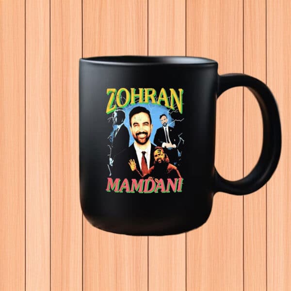 Vintage Lightning Collage – Bold NYC Political Art, Zohran Mamdani Mug