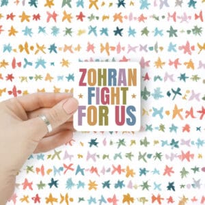 Vote Zohran Pastel Political Decal or Car Magnet, Zohran Fight For Us Sticker