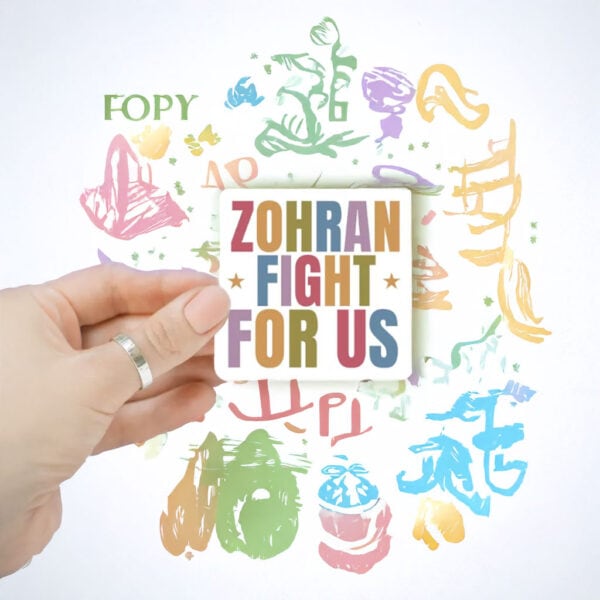 Vote Zohran Pastel Political Decal or Car Magnet, Zohran Fight For Us Sticker