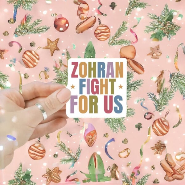 Vote Zohran Pastel Political Decal or Car Magnet, Zohran Fight For Us Sticker