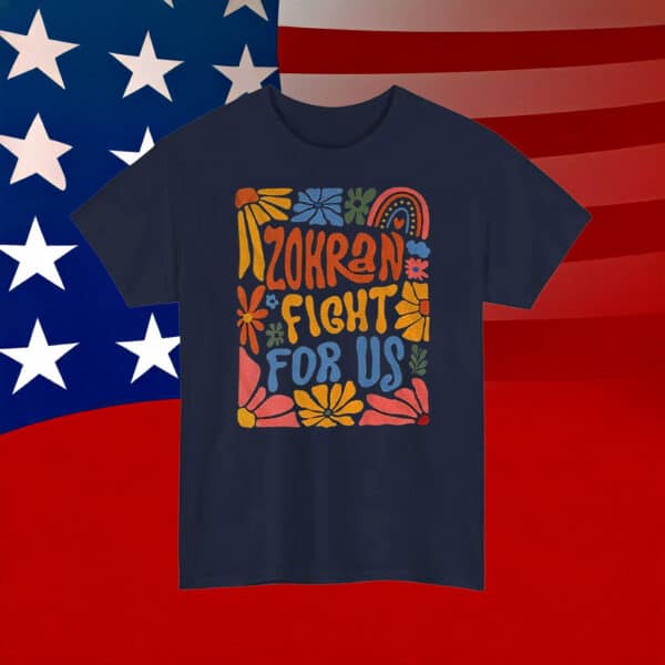 Zohran Fight For Us T-Shirt – Boho Floral Political Tee – Progressive Retro 70s Campaign Shirt