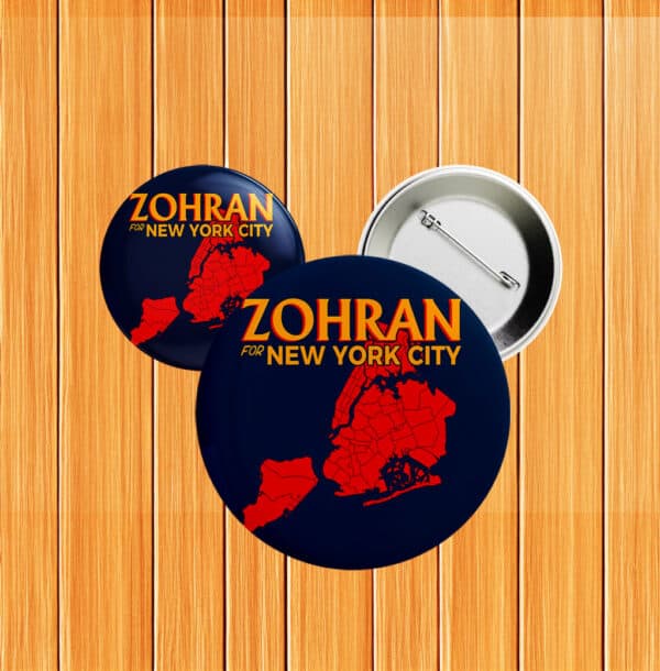 Zohran For New York City Button – NYC Map Campaign Pin