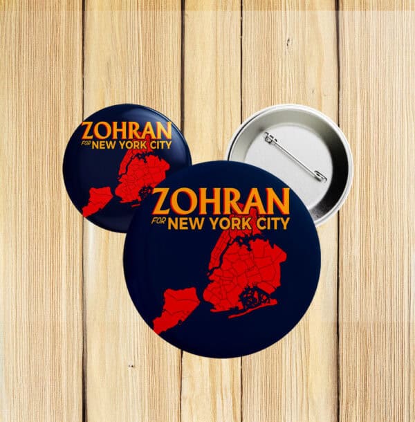 Zohran For New York City Button – NYC Map Campaign Pin