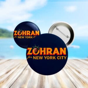 Zohran For New York City Button – Statue of Liberty Head Funny Campaign Pin