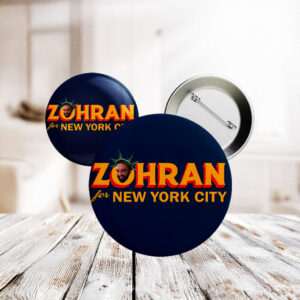Zohran For New York City Button – Statue of Liberty Head Funny Campaign Pin