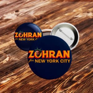 Zohran For New York City Button – Statue of Liberty Head Funny Campaign Pin