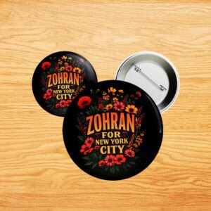 Zohran For New York City Floral Button – Elegant Political Campaign Pin