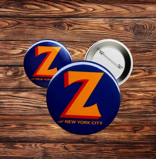 Zohran Mamdani NYC 2025 Button – “Z for New York City” Campaign Pin