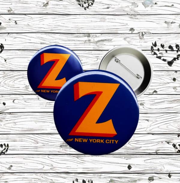 Zohran Mamdani NYC 2025 Button – “Z for New York City” Campaign Pin