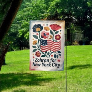 Zohran for New York City Garden Flag – Floral Patriotic 2025 Mayor Campaign Flag