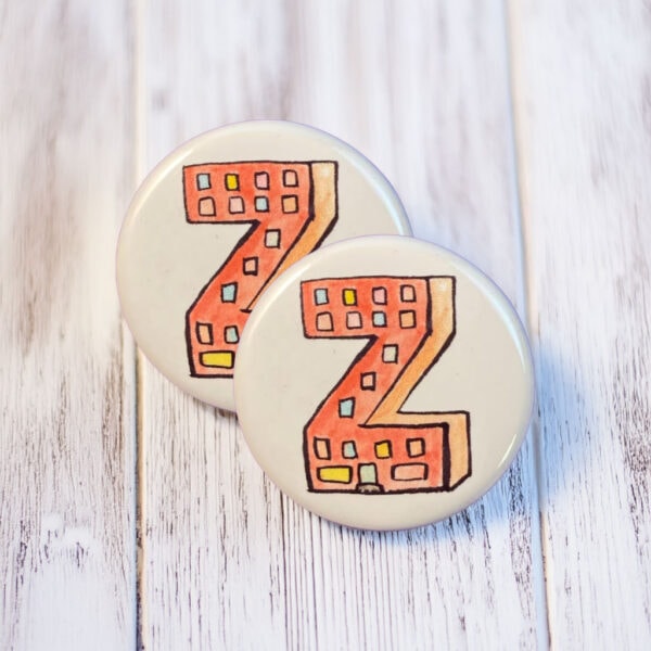 Hand-Drawn Z Housing Badge, Zohran Mamdani for Mayor NYC Pin Back Button