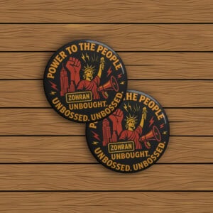 Power to the People Statue of Liberty Badge-Zohran Protest Pin Button